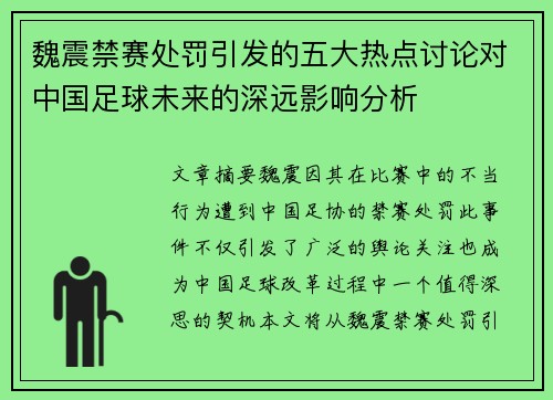 魏震禁赛处罚引发的五大热点讨论对中国足球未来的深远影响分析